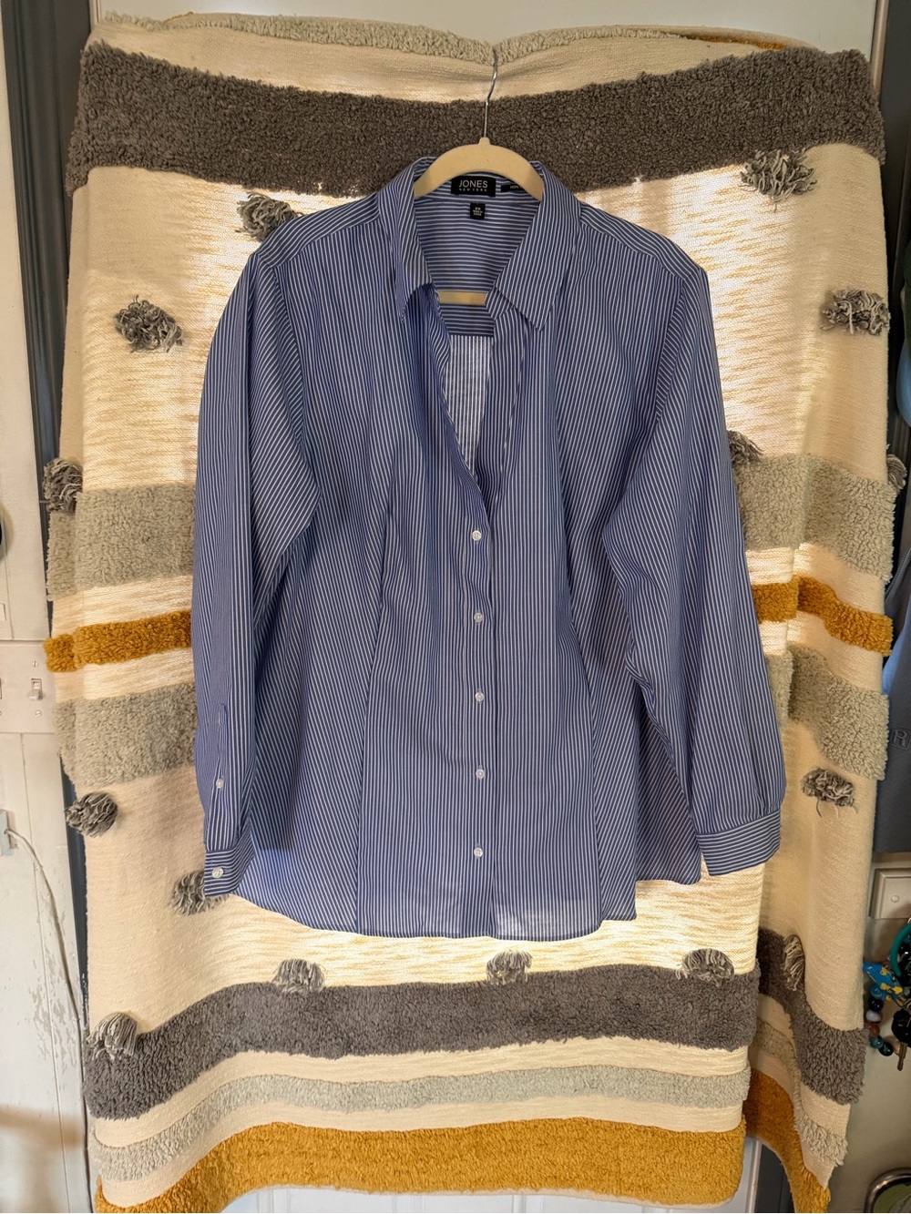 Jones New York Blue Pinstripe Women’s Button-Up Shirt - 2X - Picture 2 of 8
